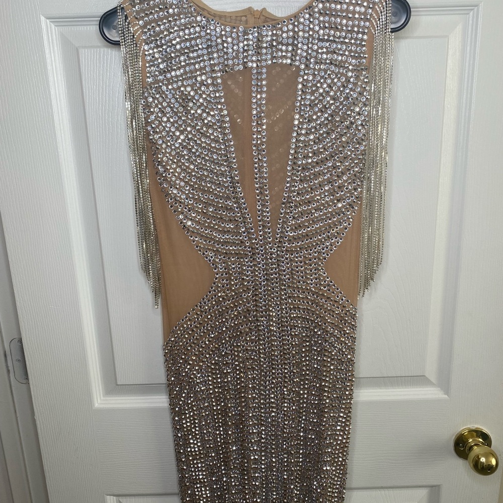 Sparkly Silver Rhinestone fringe dress